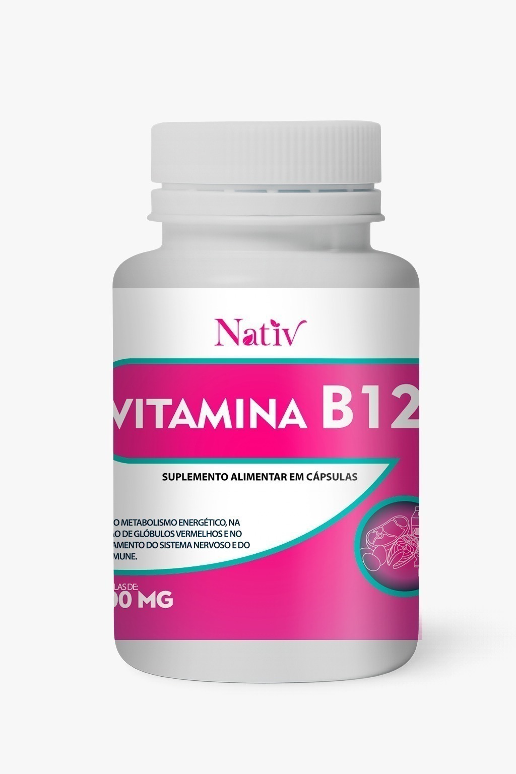 Vitamina B12 - Nativ - 500mg - 60 Cápsulas
