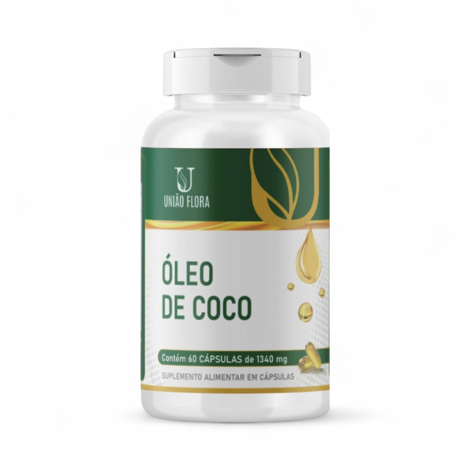 Óleo De Coco União Flora 60 Caps 1340mg Suplemento Sem Sabor Sem Sabor