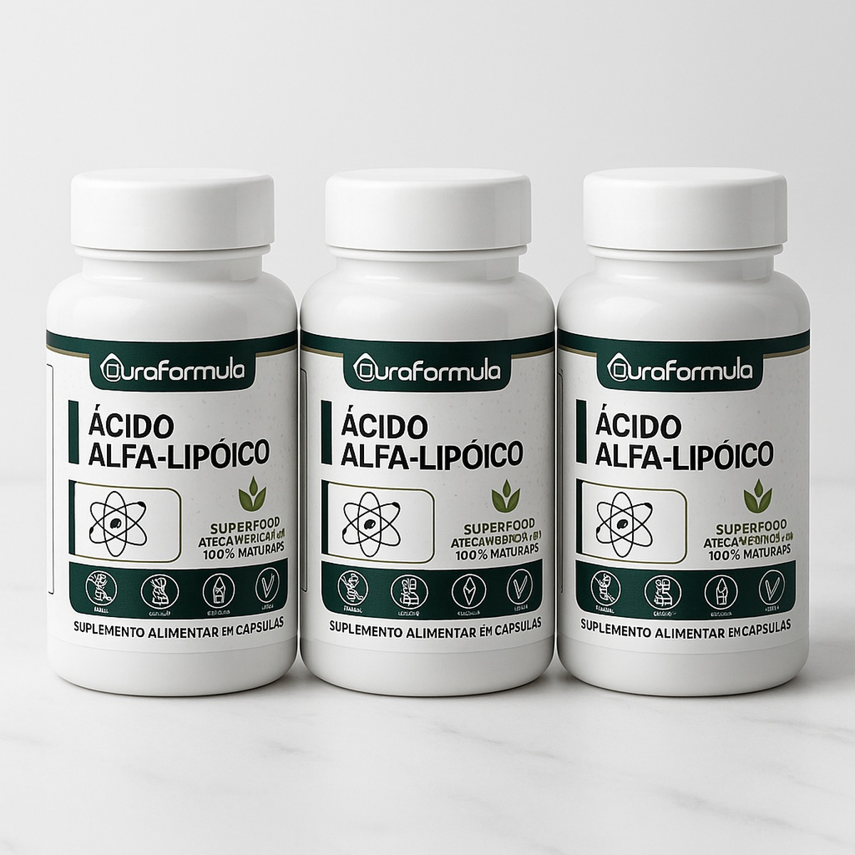 Kit 03 - Un Ácido Alfa Lipoico 500mg 120 Capsulas