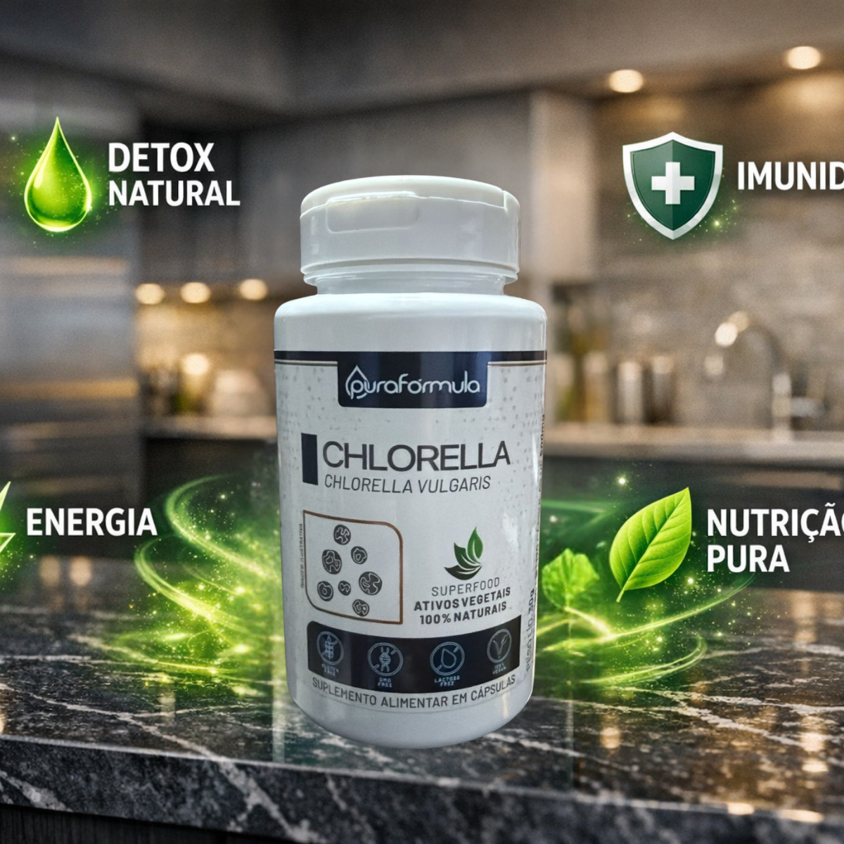 Kit 6 Potes Chlorella 500mg 720 Caps - Pote 120 cap. - 500mg