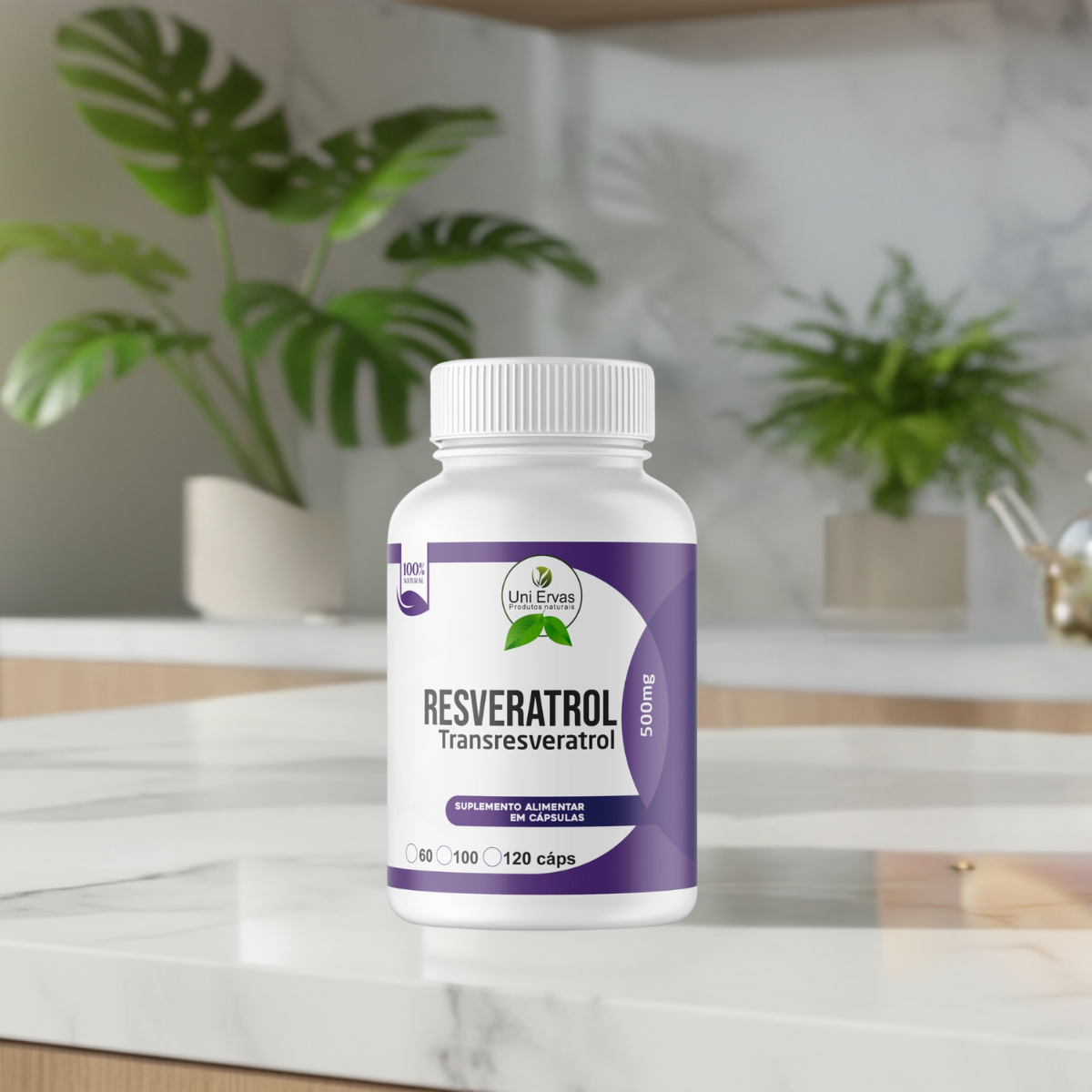 KIT 02 - Resveratrol 500 mg – Uni Ervas | 60 cápsulas – Antioxidante & Saúde Cardiovascular