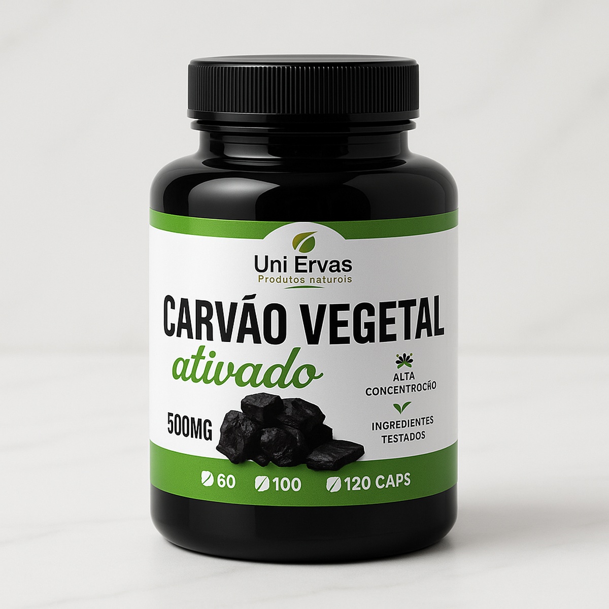 Carvão Vegetal Ativado 500mg 60 Cáp - Alivío Digestivo