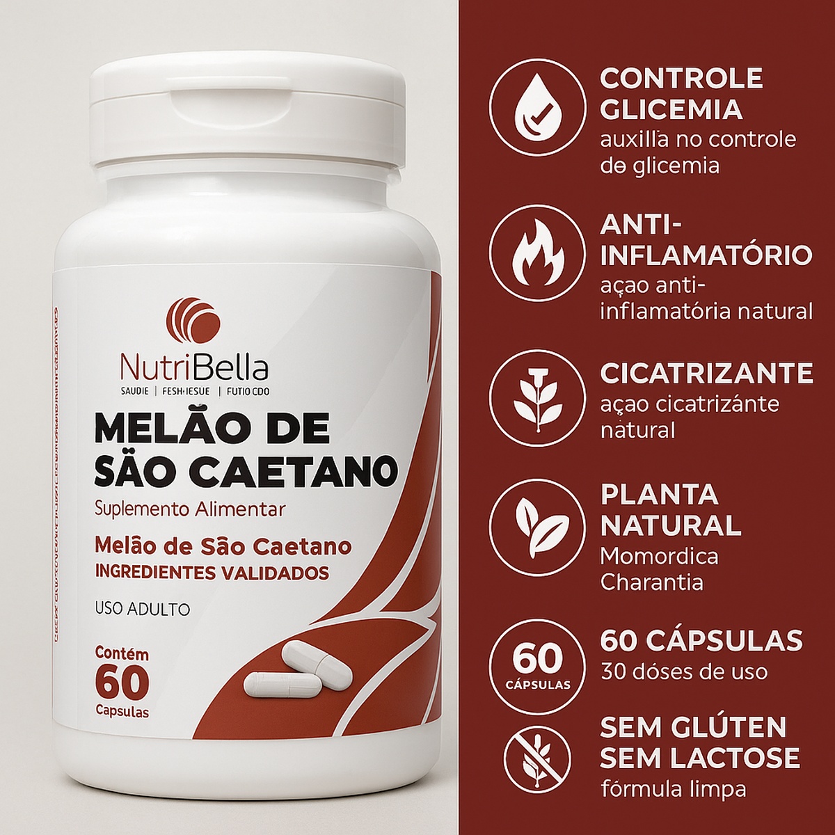Kit 2 Melão-são-caetano (momordica Charantia) 60 Cápsulas